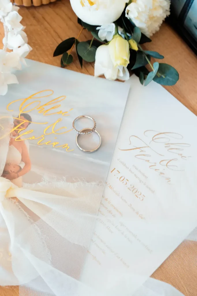 Papeterie et alliances du mariage à Abzac