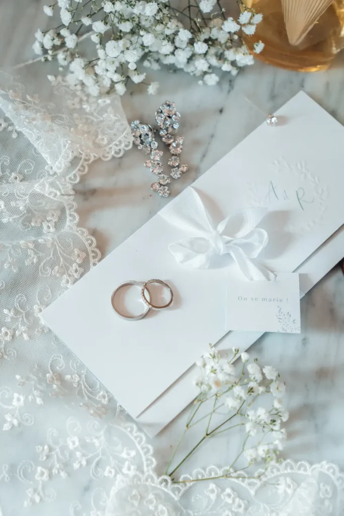 Détail des alliances sur faire-part