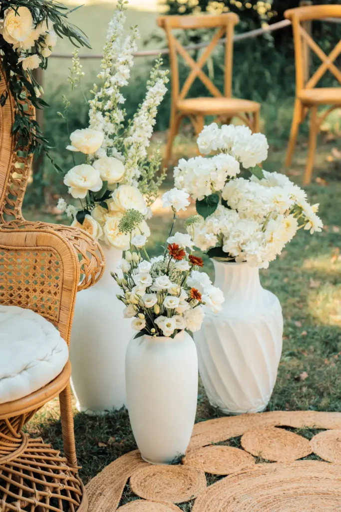 Décoration florale du mariage au Château de l’Hospital à Portets