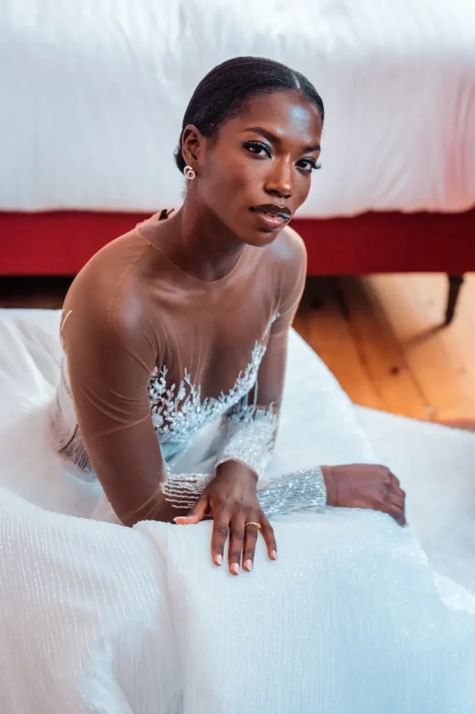 Portrait de la mariée en lumière naturelle