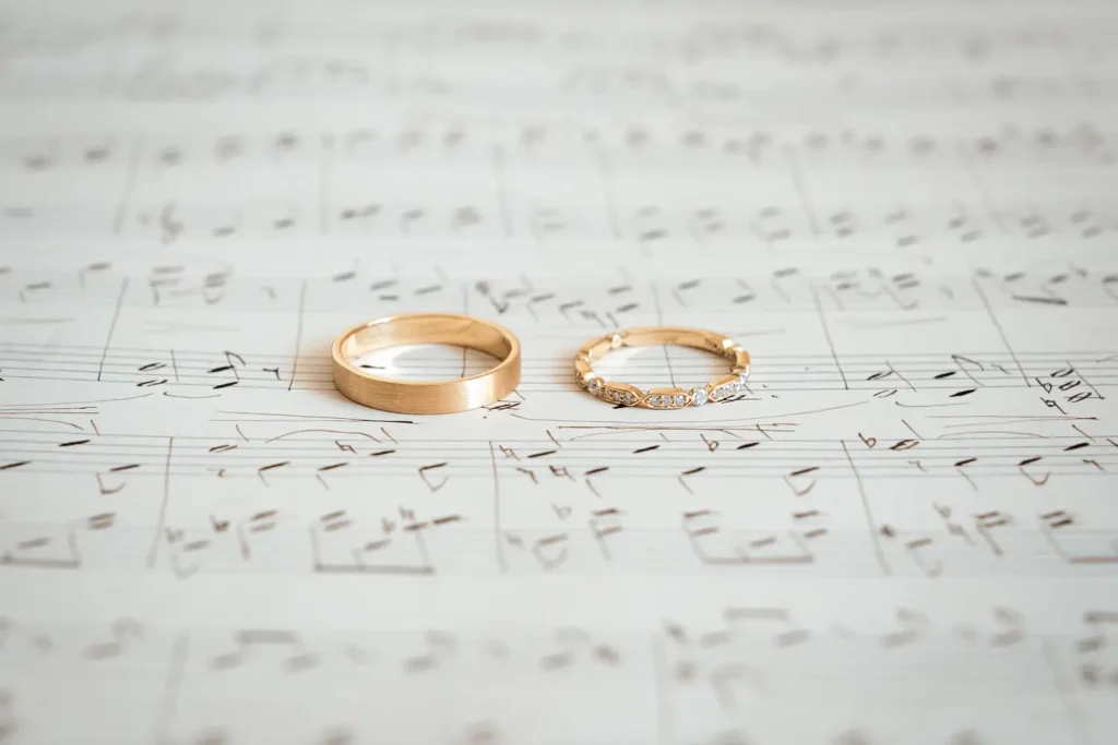 Alliances posées sur partition de musique